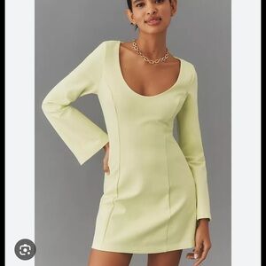 Maeve Anthropology Pastel Yellow Long Sleeve Dress
